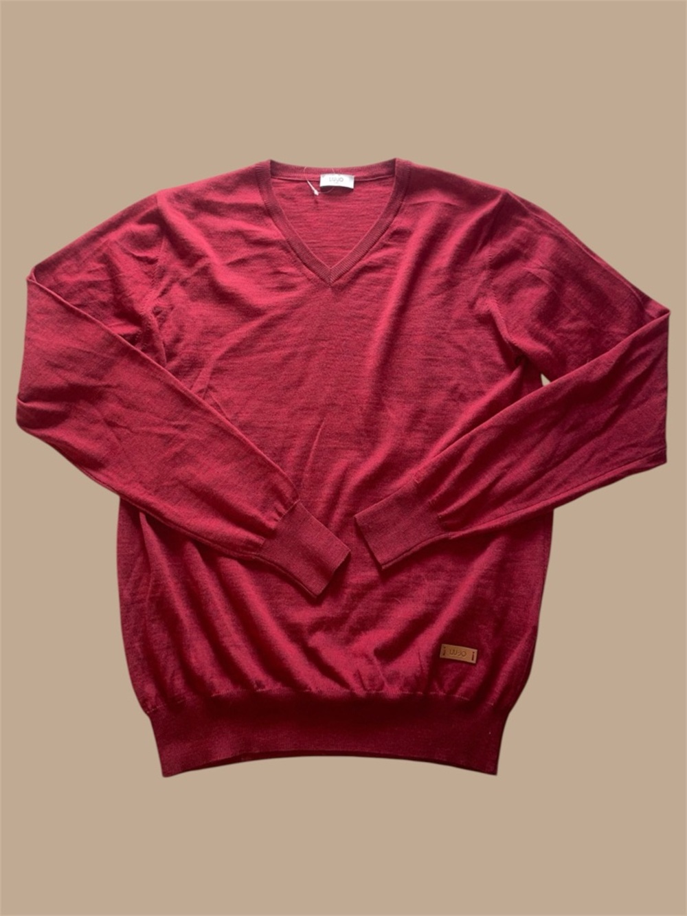 Liu Jo Uomo Red 100% Virgin Wool VNeck Sweater